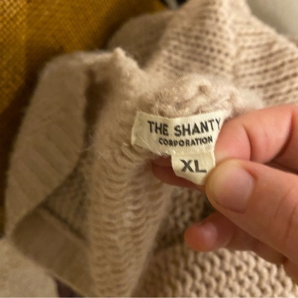 The shanty corporation mohair wool blend duster knit beige pink cardigan size XL - Picture 7 of 8